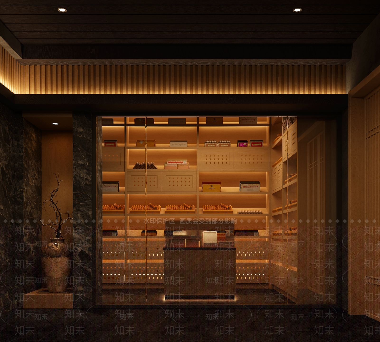 现代新中式烟酒店SU模型下载【ID:1194252647】
