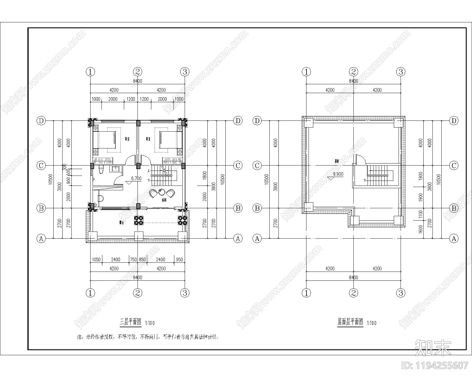 欧式简欧别墅建筑施工图下载【ID:1194255607】