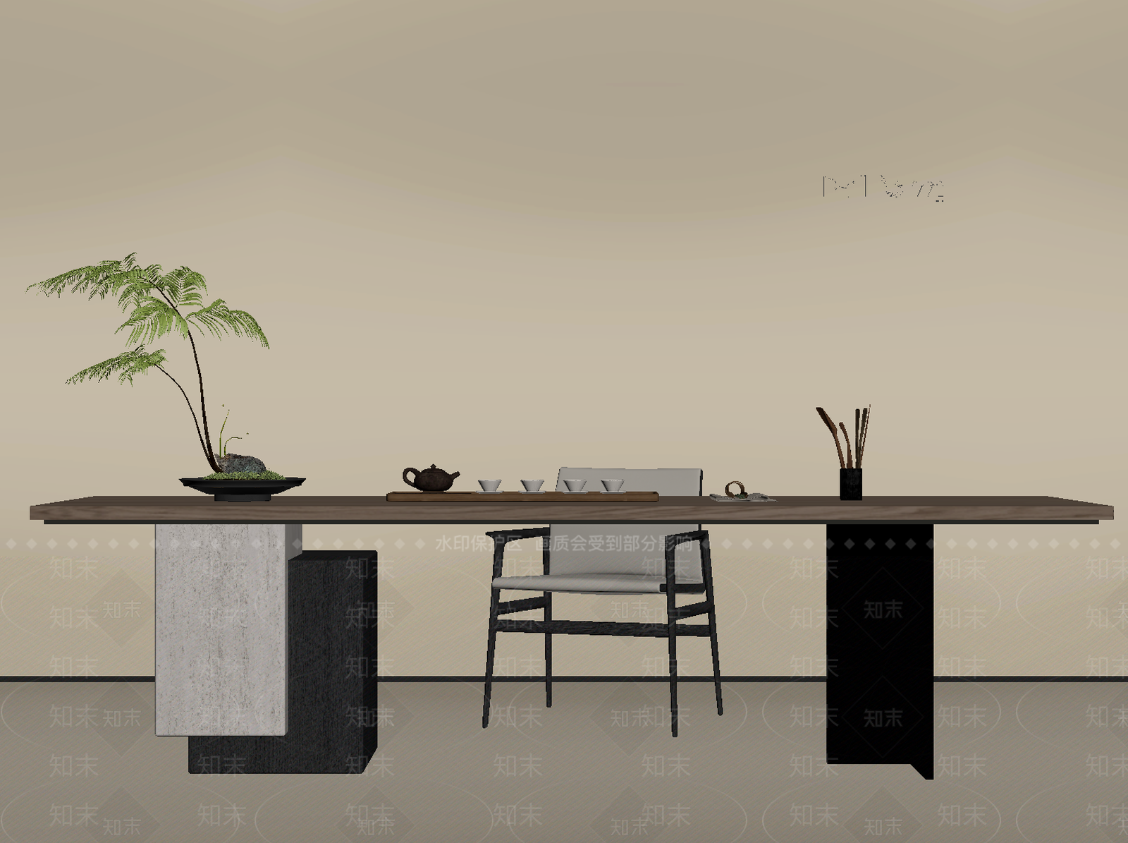 现代茶桌椅SU模型下载【ID:1194257133】