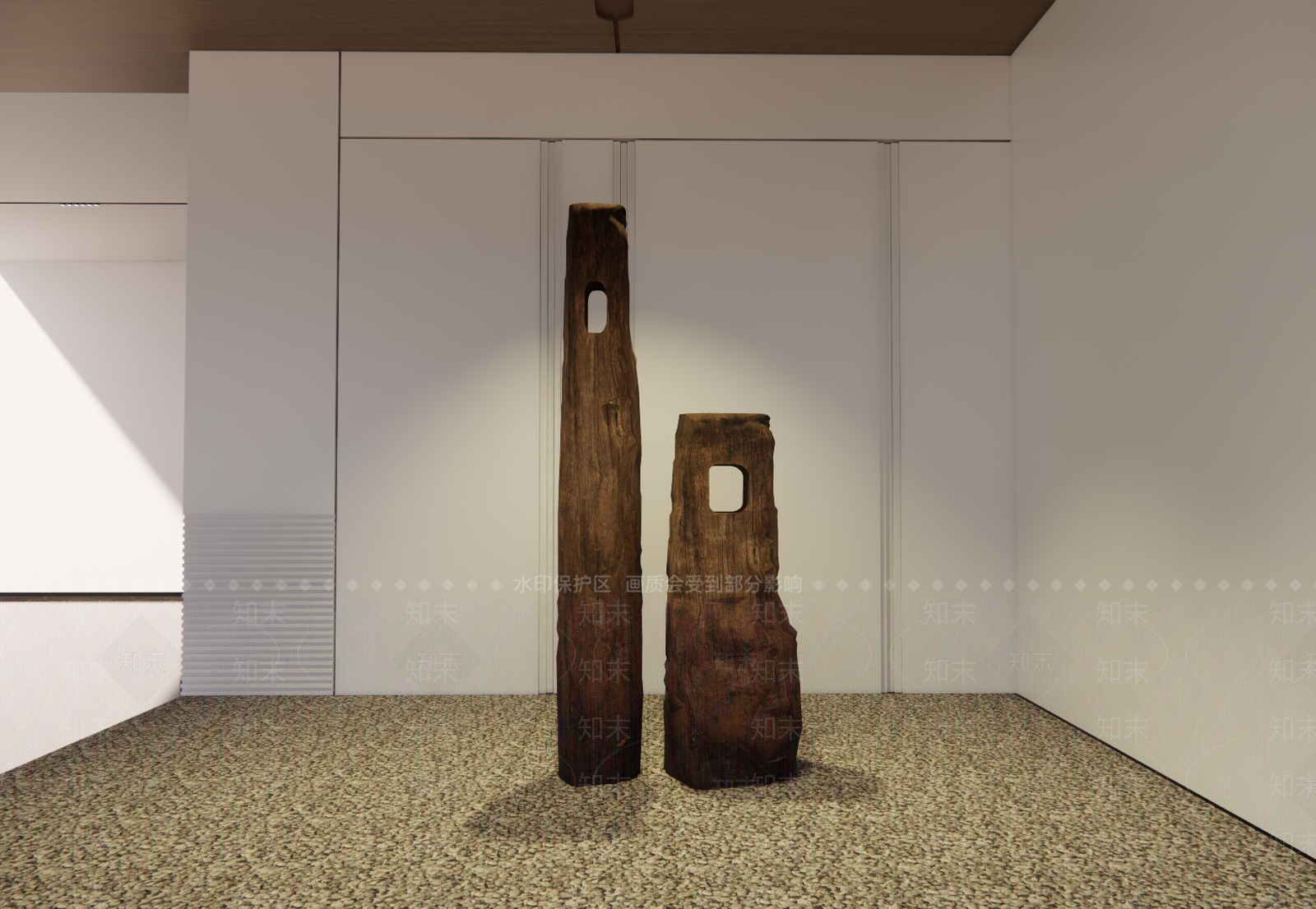 侘寂原木雕塑摆件SU模型下载【ID:1194258640】