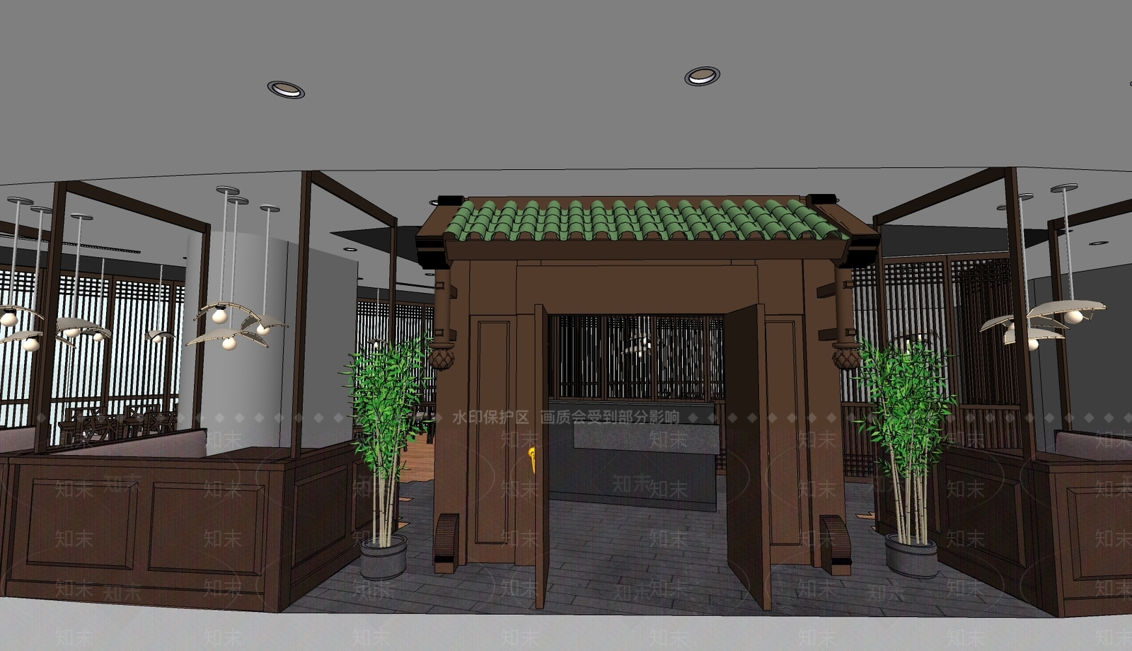 中式餐饮建筑SU模型下载【ID:1194262107】