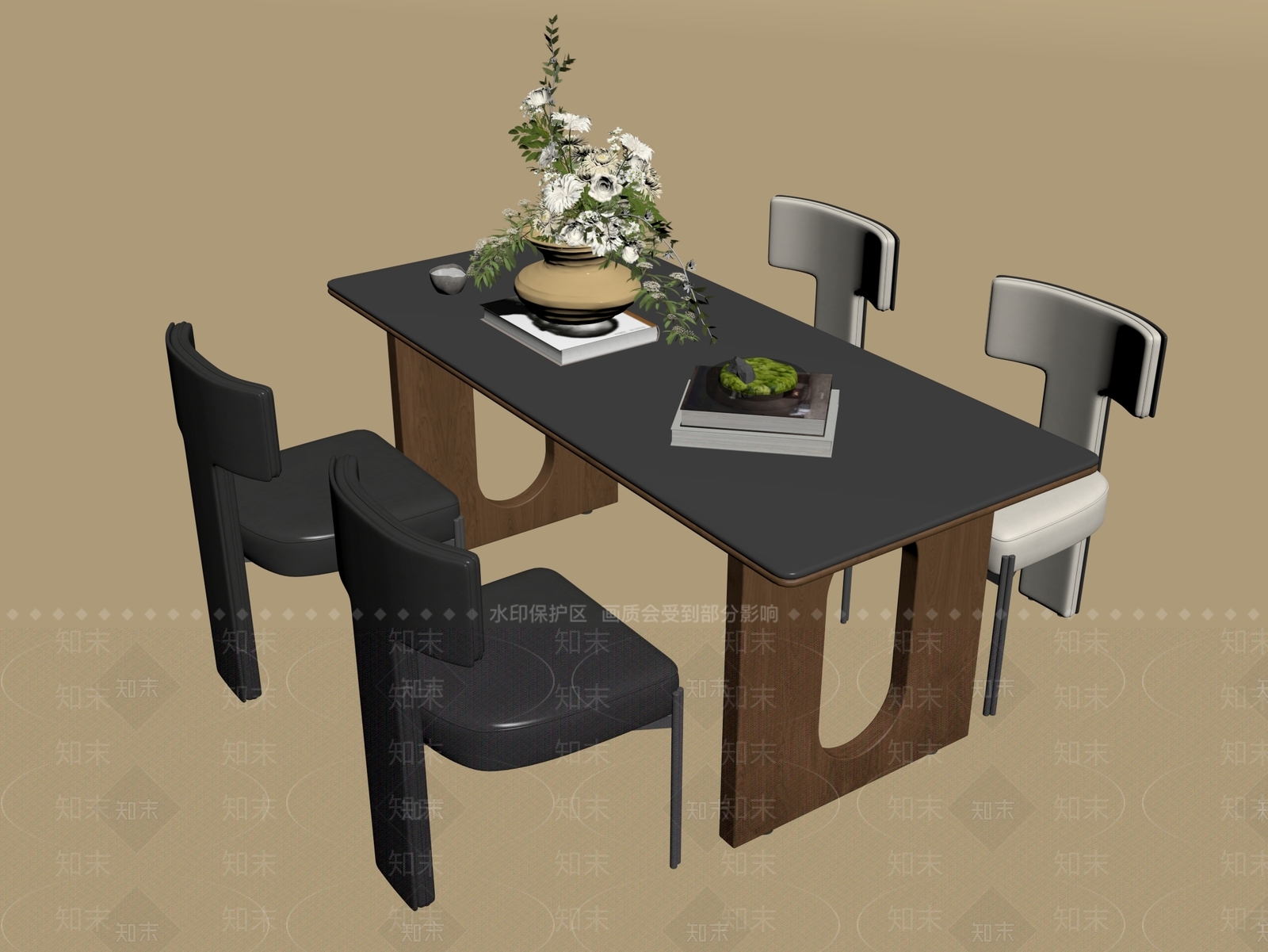现代餐桌椅3D模型下载【ID:1194262356】