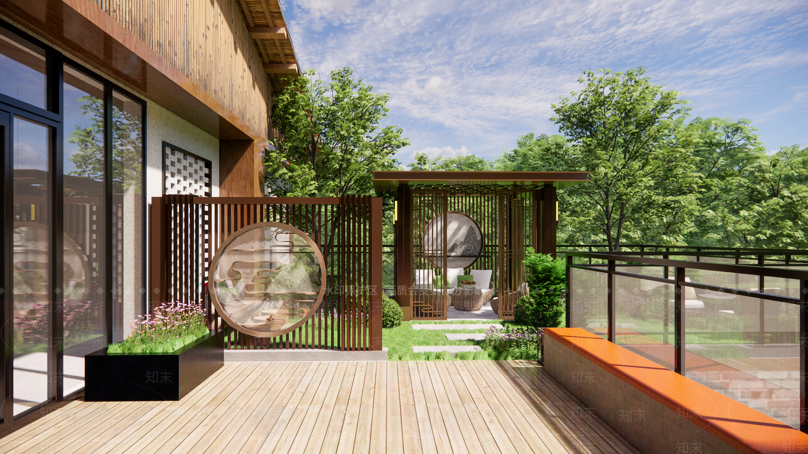 新中式中式餐饮建筑SU模型下载【ID:1194265748】