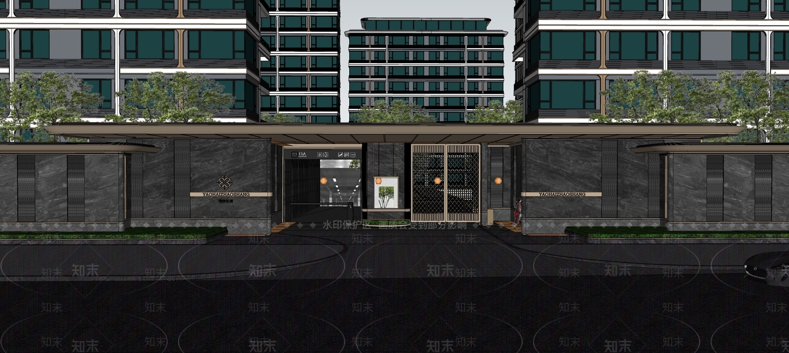 现代轻奢入口大门SU模型下载【ID:1194266008】