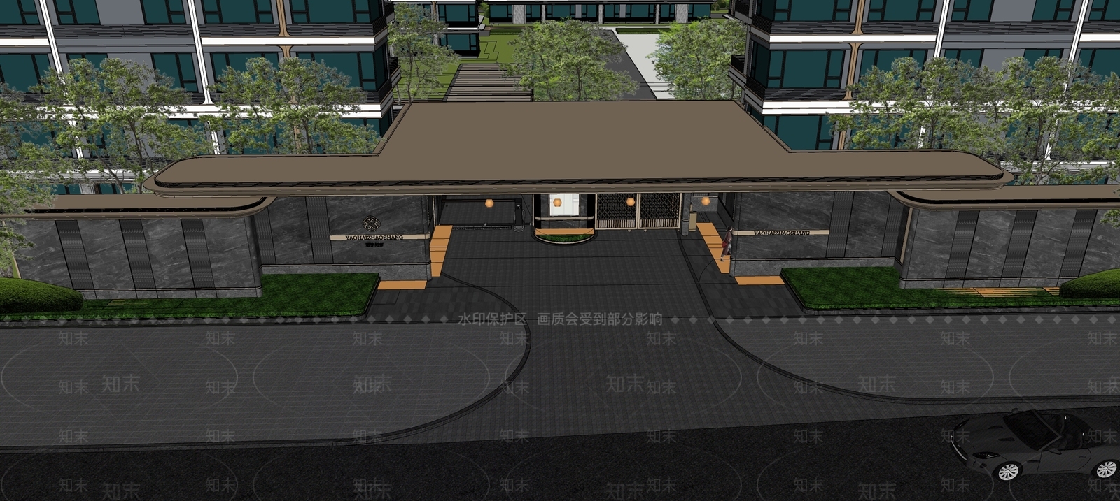 现代轻奢入口大门SU模型下载【ID:1194266008】
