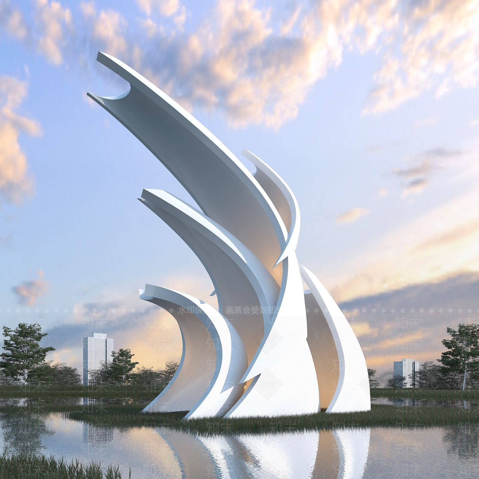 现代艺术雕塑3D模型下载【ID:1194267037】