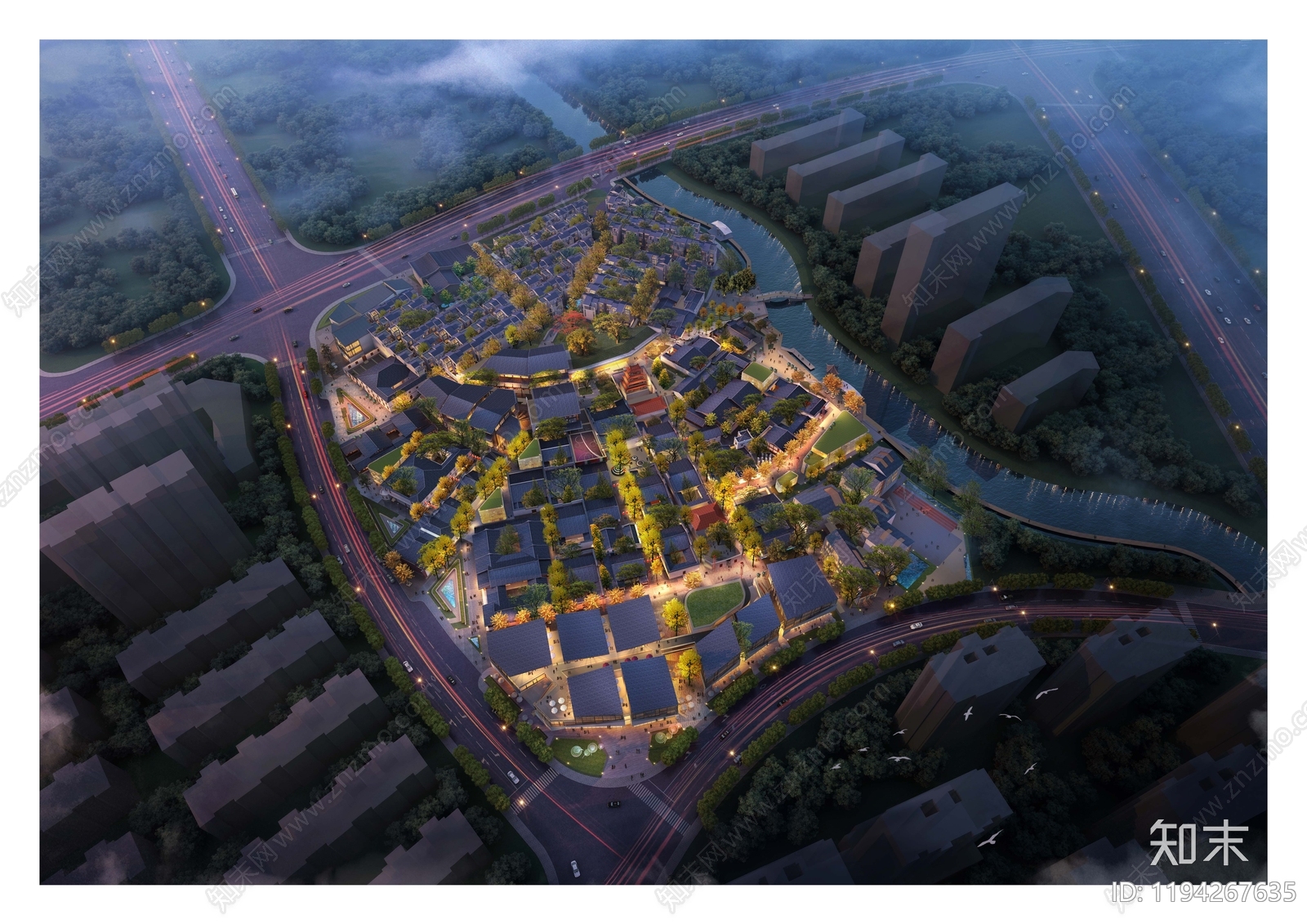 新中式商业街区建筑下载【ID:1194267635】