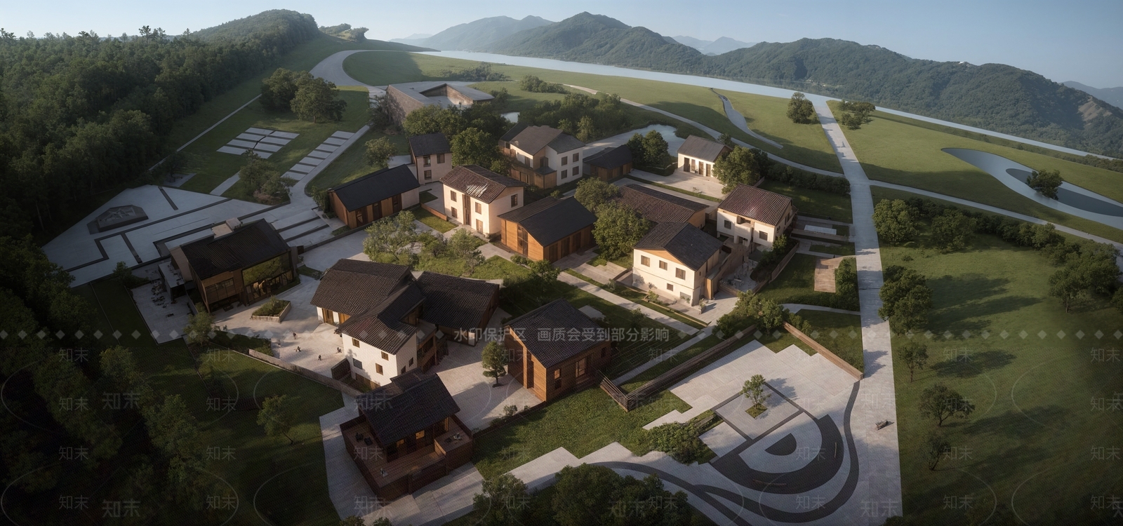 新中式民宿建筑SU模型下载【ID:1194269237】