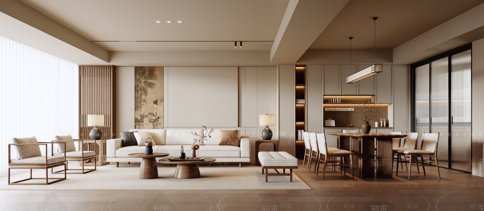 新中式中式宋式客餐厅3D模型下载【ID:1194271950】