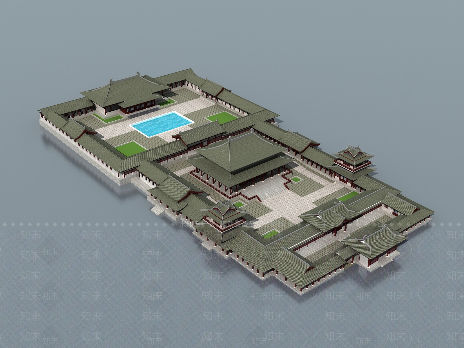 中式中古古建3D模型下载【ID:1194272136】