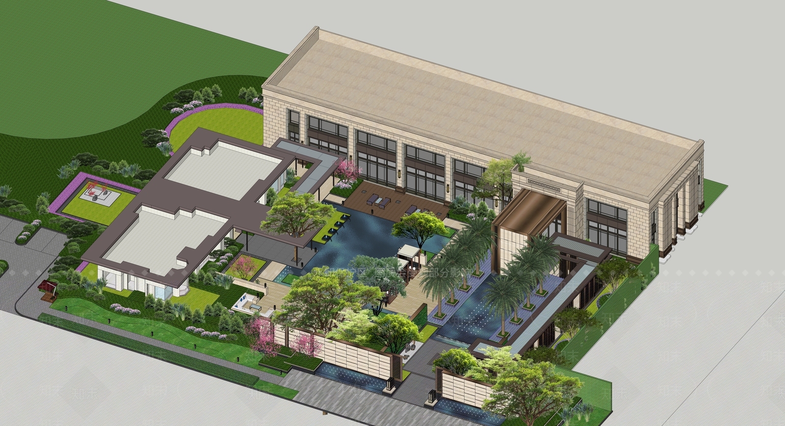 现代售楼处建筑SU模型下载【ID:1194275623】
