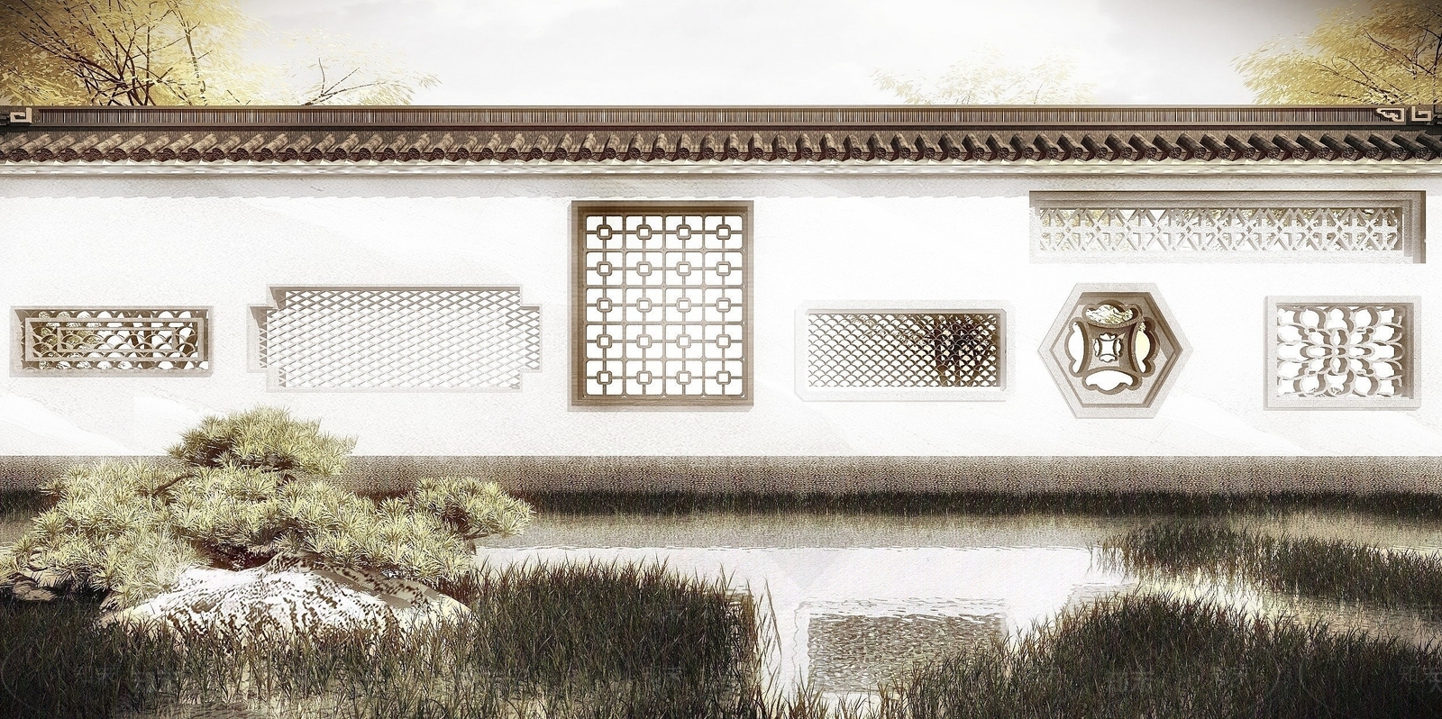 现代古建花窗3D模型下载【ID:1194275714】