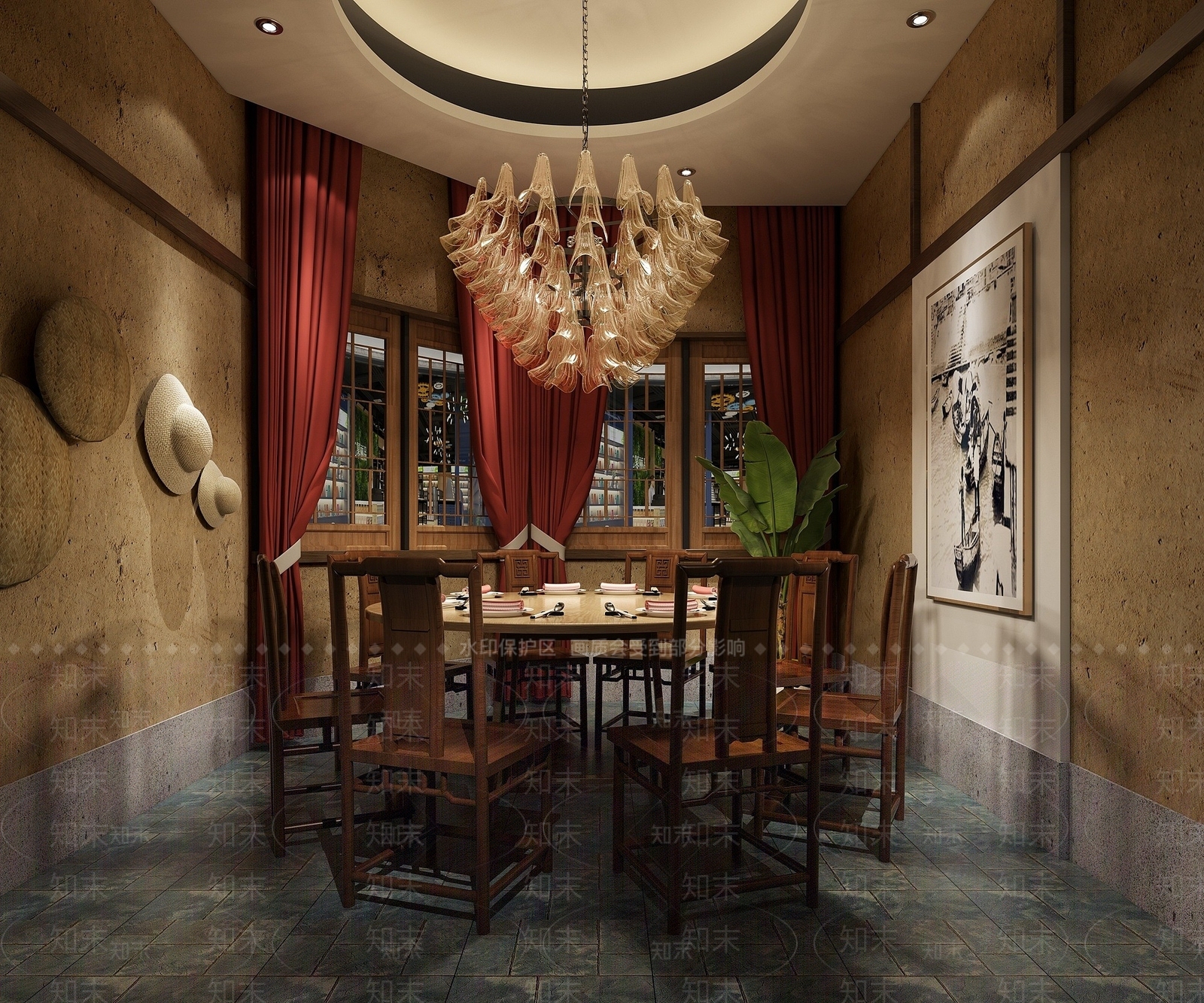 现代餐厅包间3D模型下载【ID:1194277278】