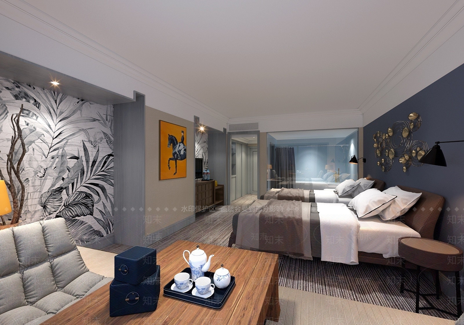 现代酒店客房3D模型下载【ID:1194279272】