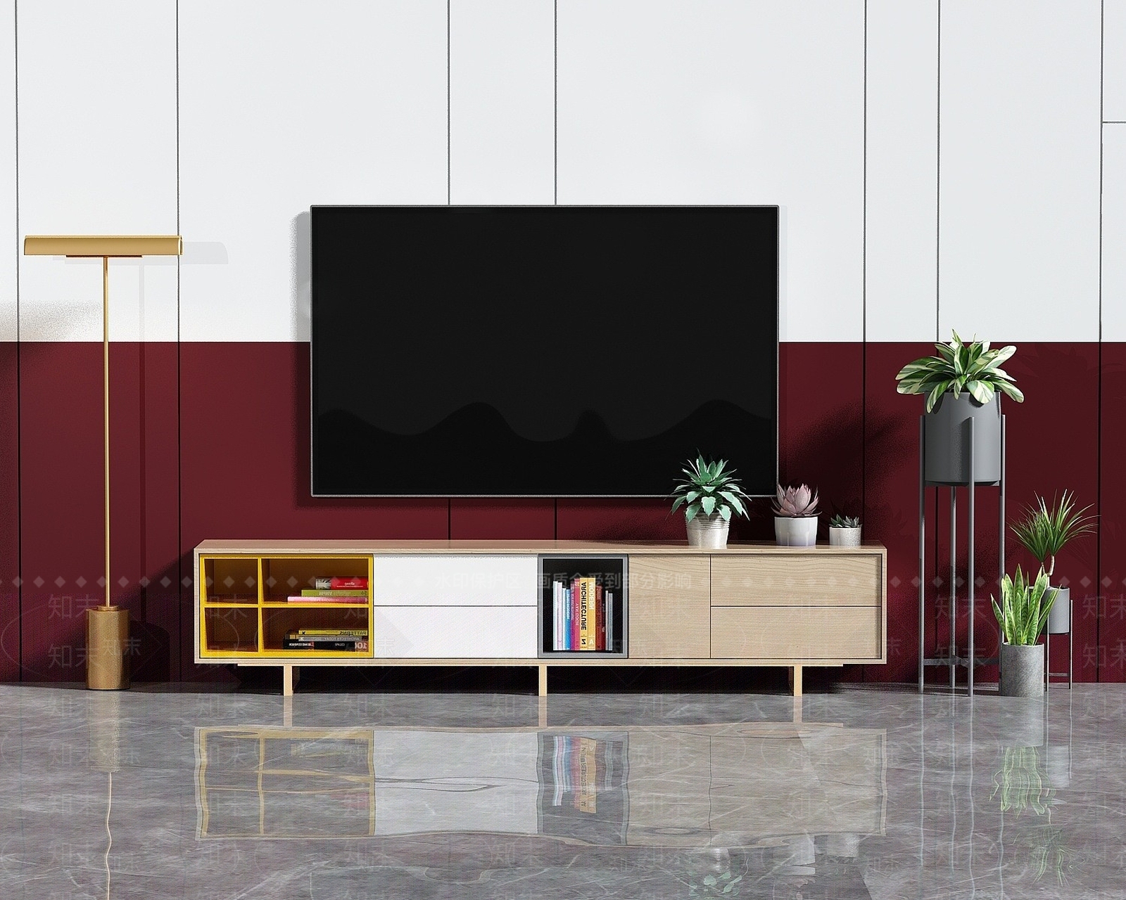 现代电视柜子3D模型下载【ID:1194279618】