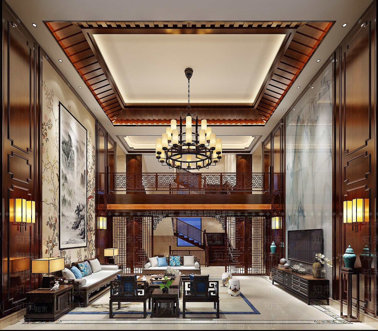 中式经典客厅3D模型下载【ID:1194286639】