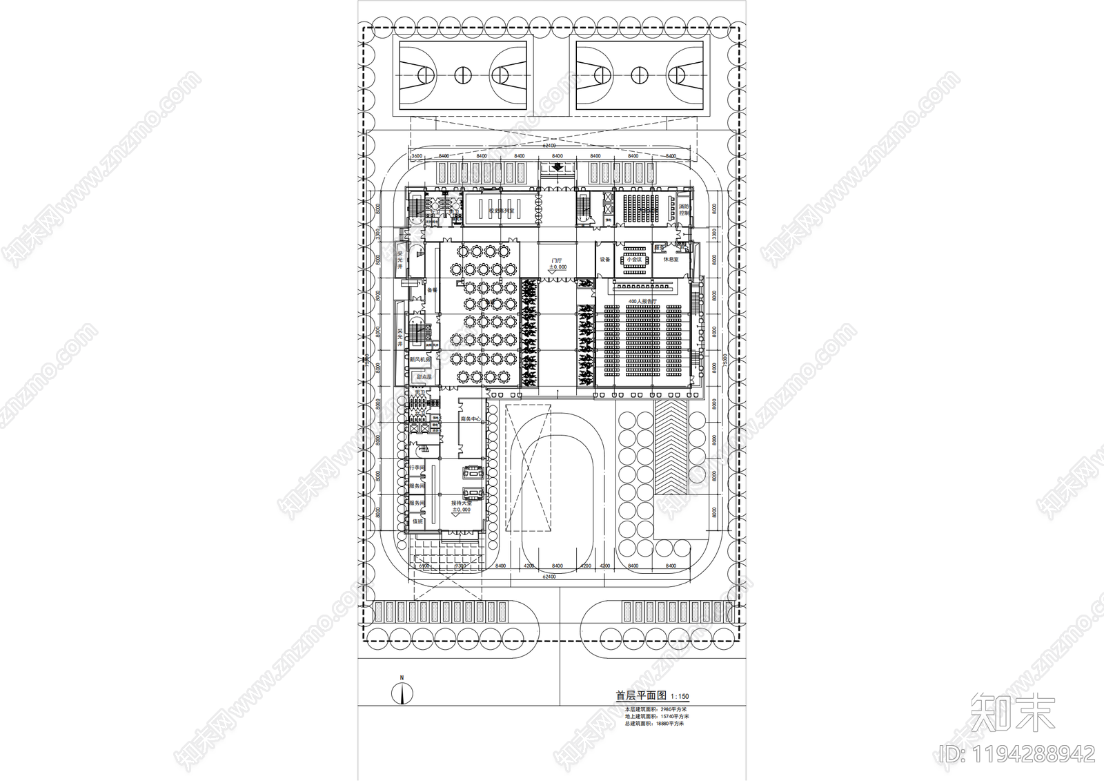 现代新中式学校建筑cad施工图下载【ID:1194288942】