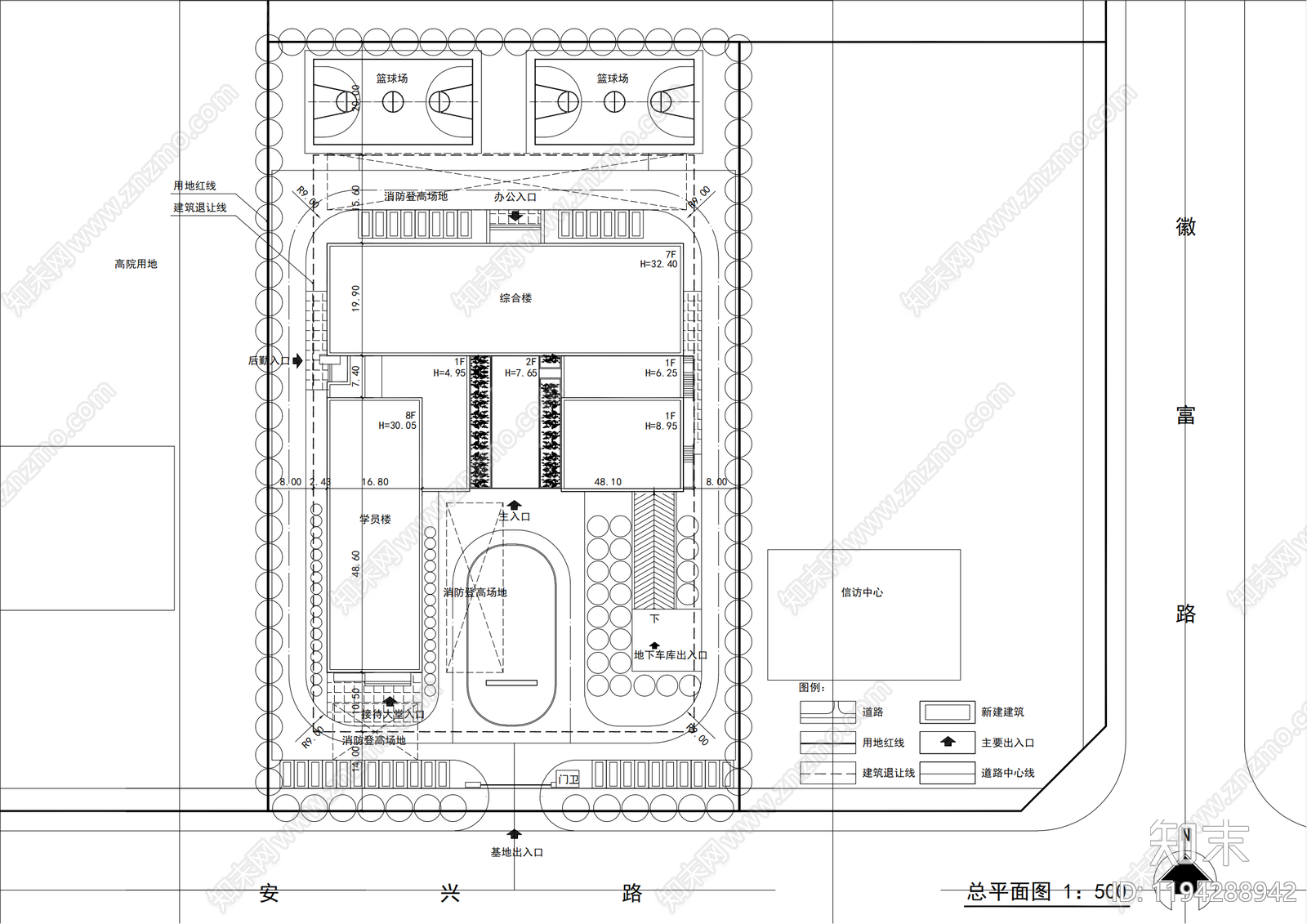 现代新中式学校建筑cad施工图下载【ID:1194288942】