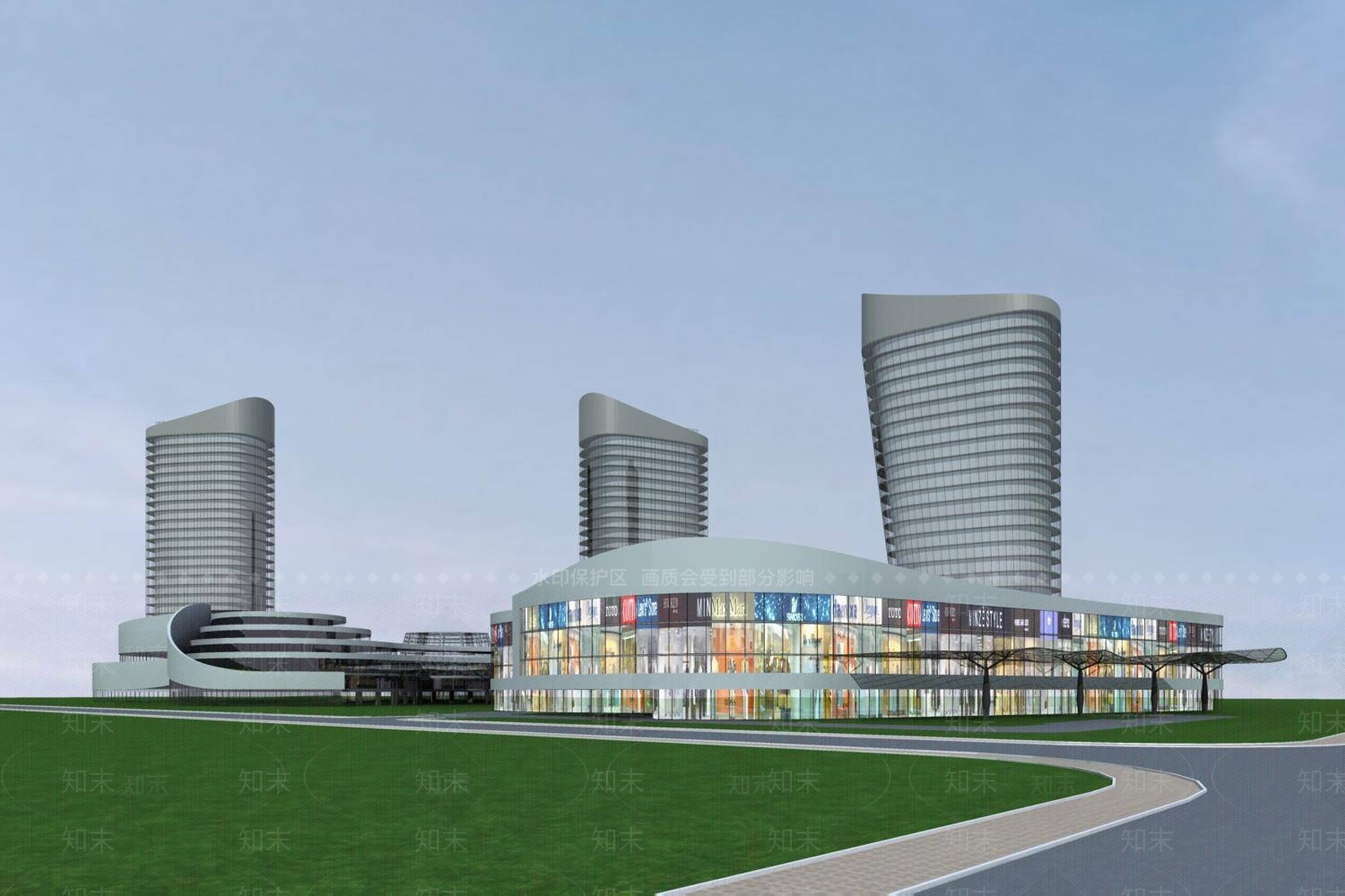 现代商场外观3D模型下载【ID:1194290850】