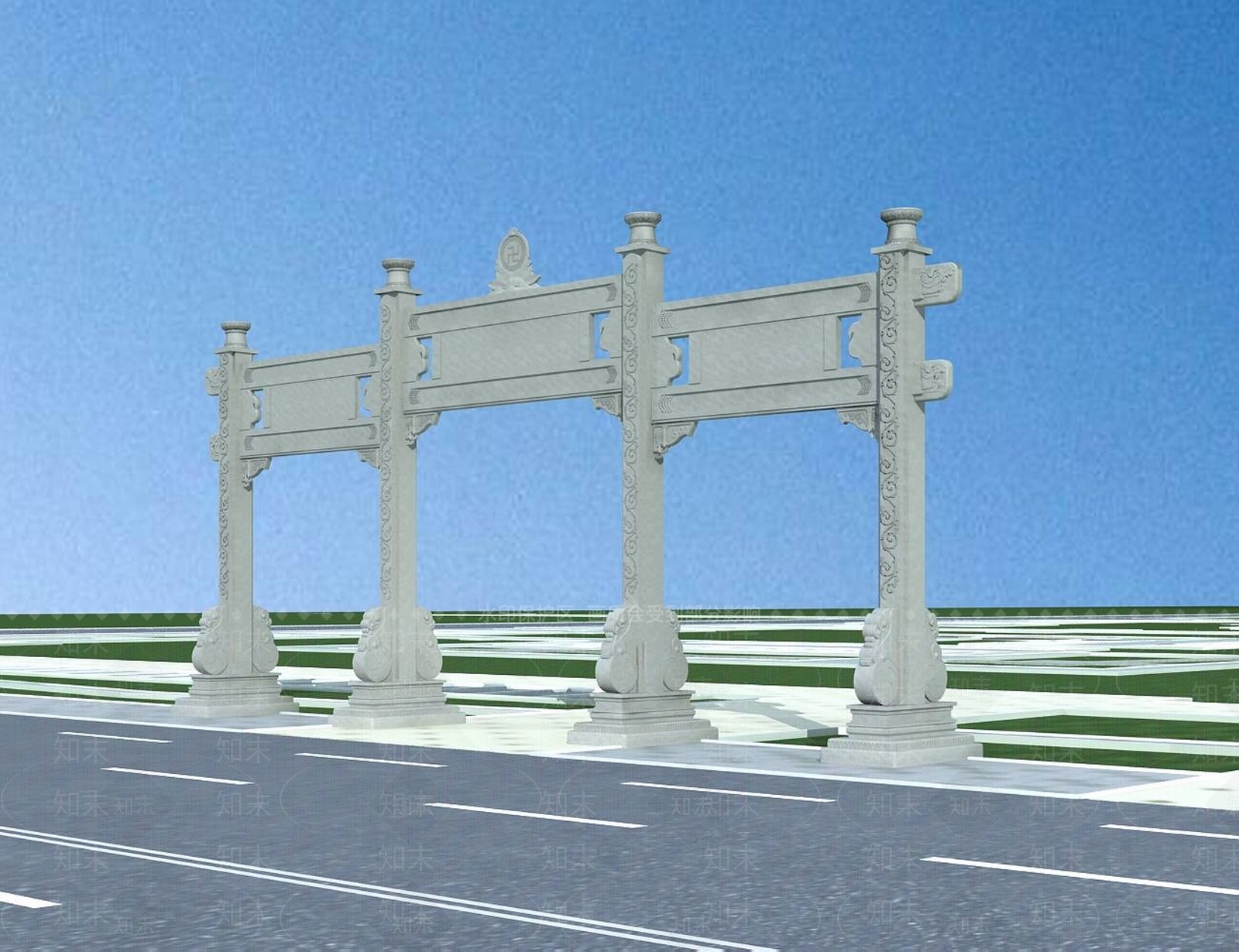 中式牌楼牌坊3D模型下载【ID:1194293283】