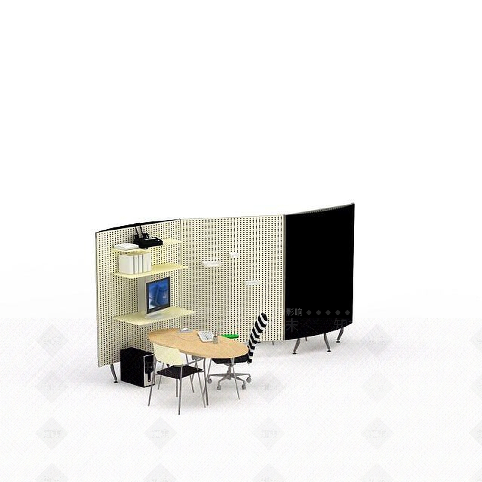 现代书桌椅3D模型下载【ID:1194303862】