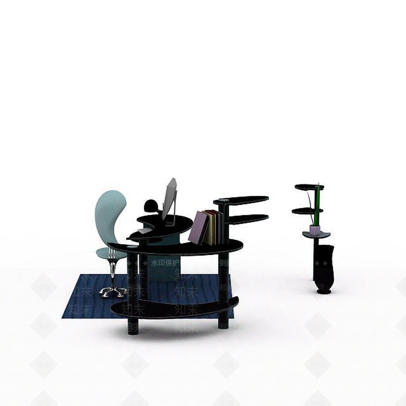 现代书桌椅3D模型下载【ID:1194303877】