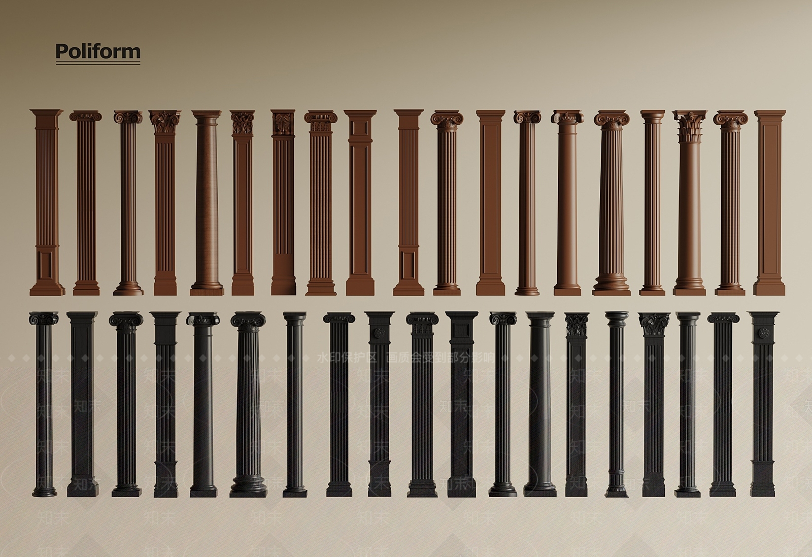 法式柱子3D模型下载【ID:1194310095】