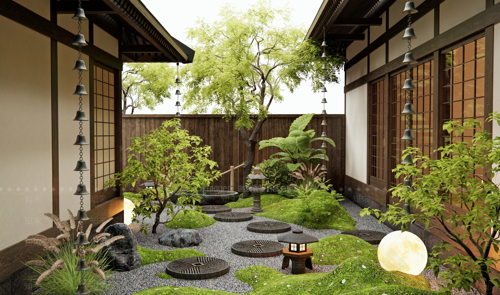 日式别墅庭院SU模型下载【ID:1194311971】