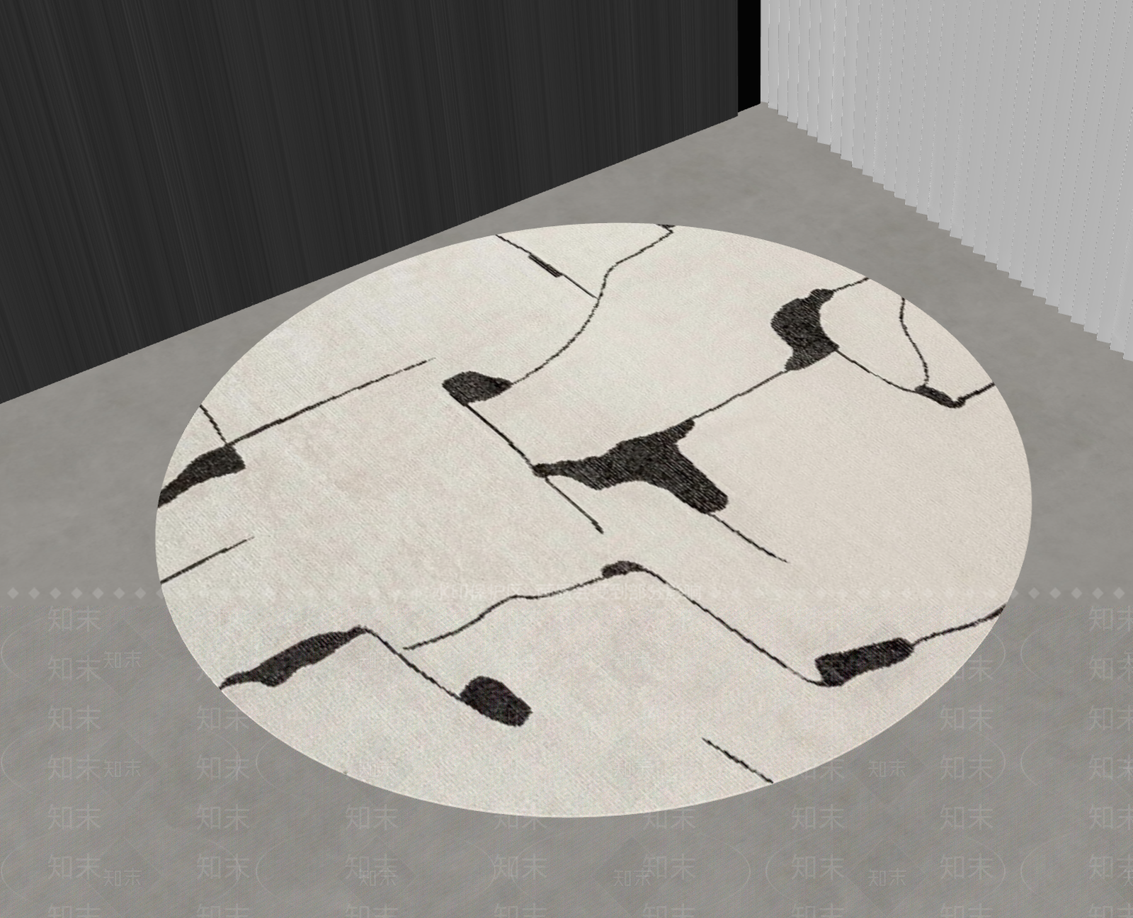 现代中古圆形地毯SU模型下载【ID:1194314029】