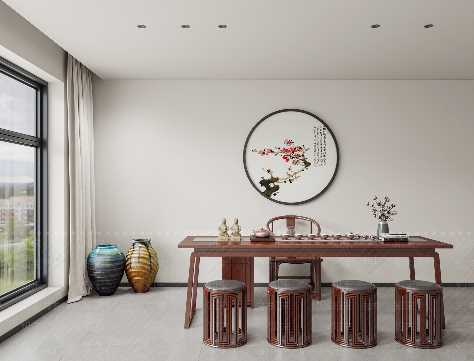 新中式茶室3D模型下载【ID:1194314653】
