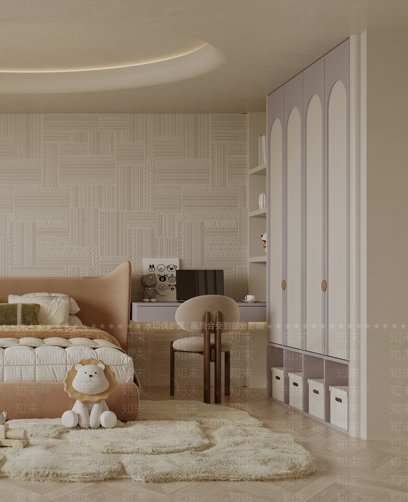 现代通用儿童房3D模型下载【ID:1194314637】