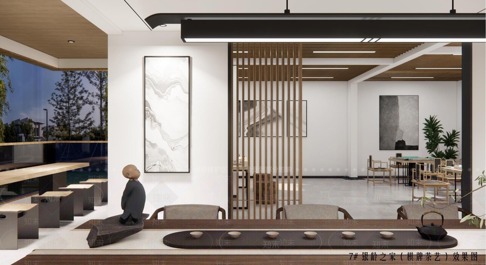 现代新中式棋牌室SU模型下载【ID:1194362097】
