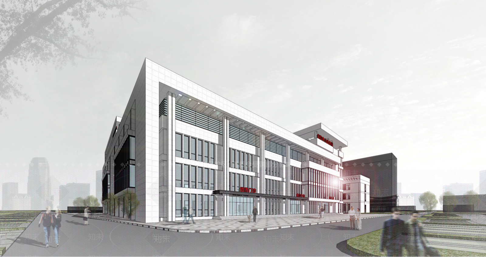 现代医院建筑SU模型下载【ID:1194316017】