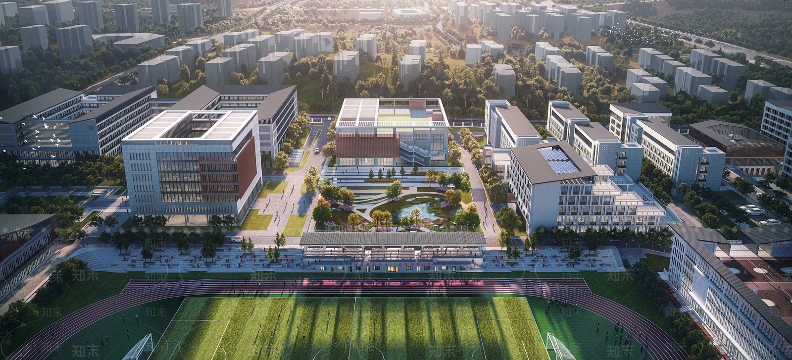 新中式现代学校建筑SU模型下载【ID:1194317866】