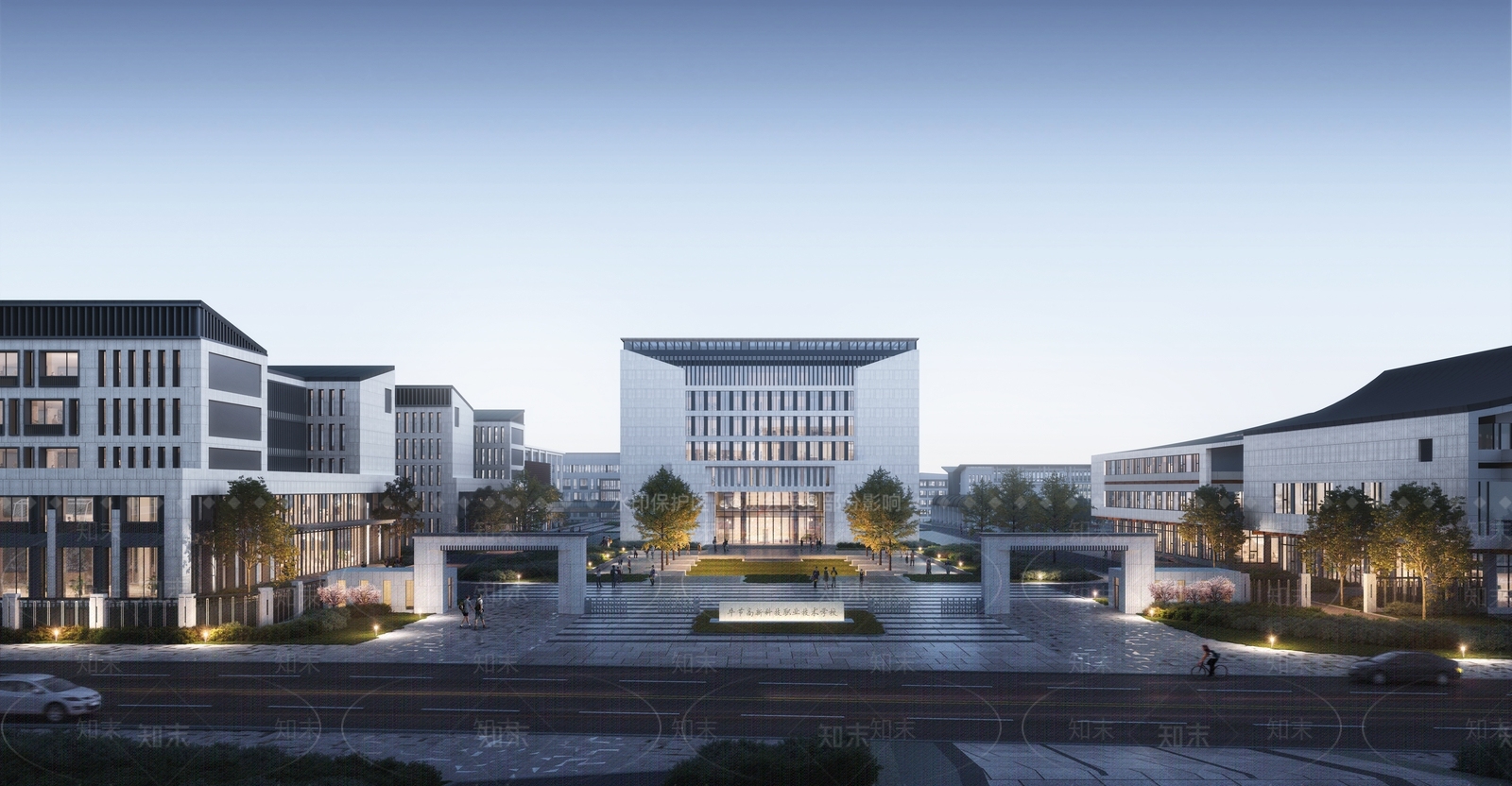 新中式现代学校建筑SU模型下载【ID:1194317866】