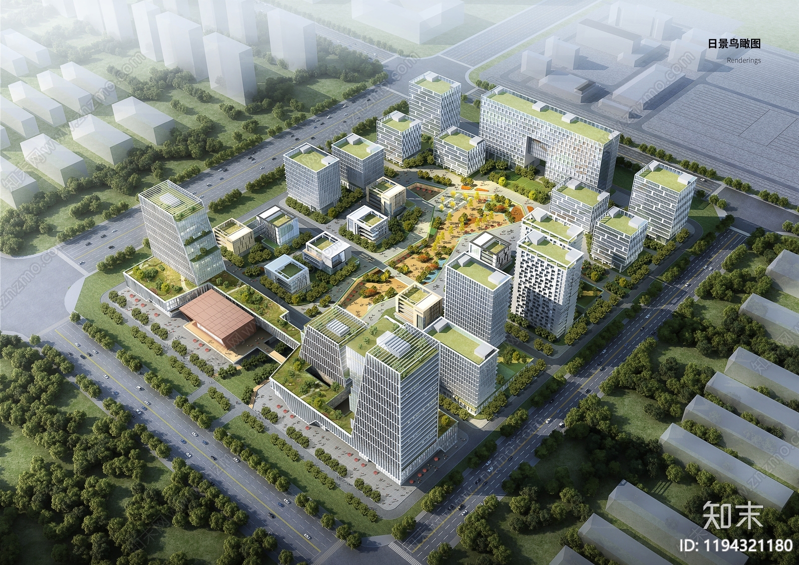 现代产业园建筑施工图下载【ID:1194321180】