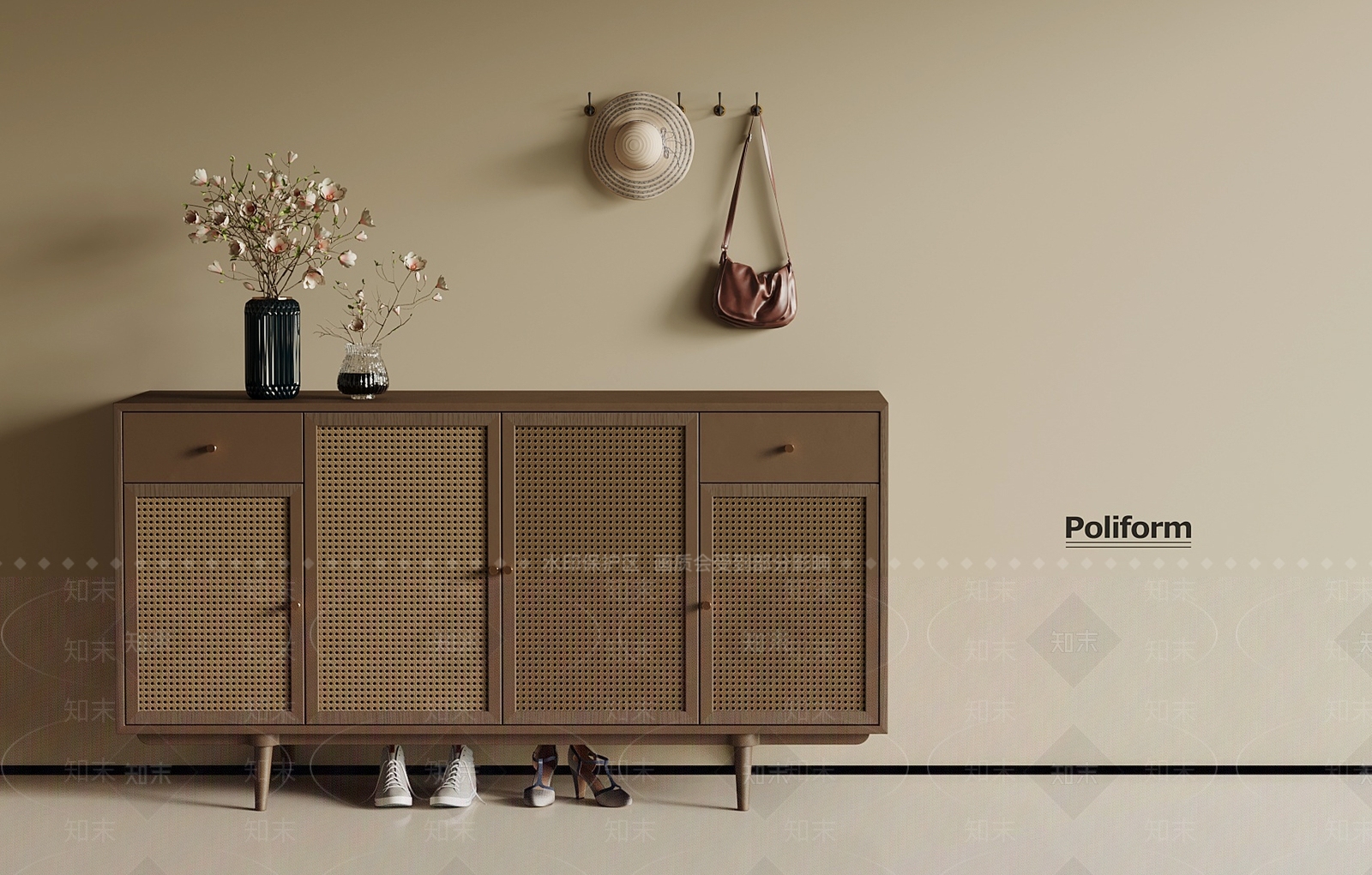 现代日式玄关柜3D模型下载【ID:1194321136】