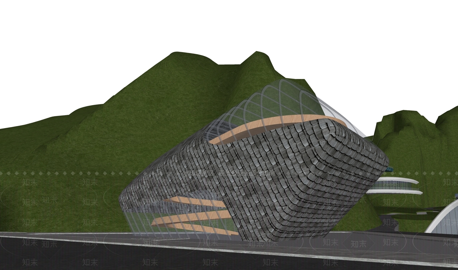 现代展览馆建筑SU模型下载【ID:1194328520】