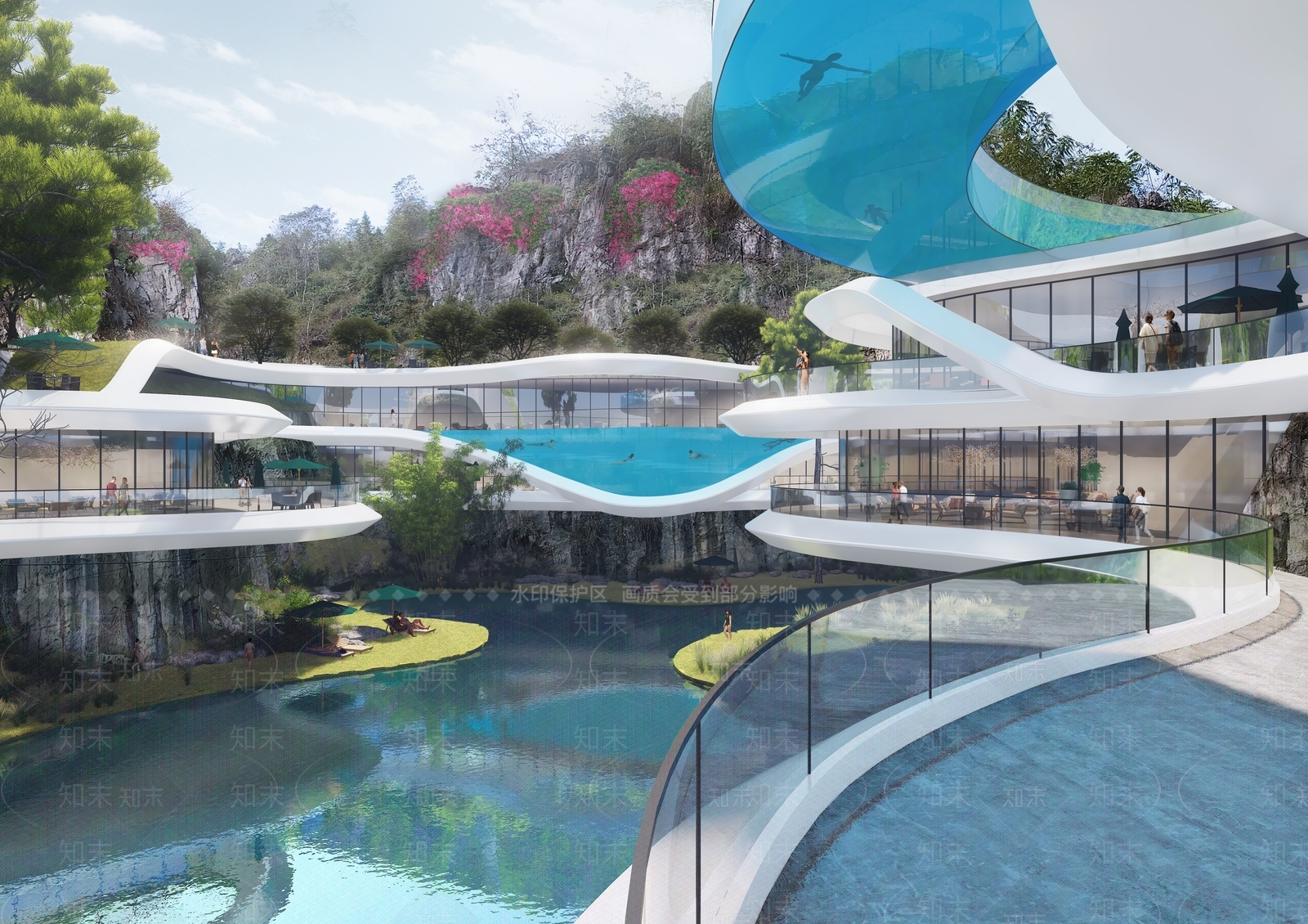 现代酒店建筑SU模型下载【ID:1194329203】