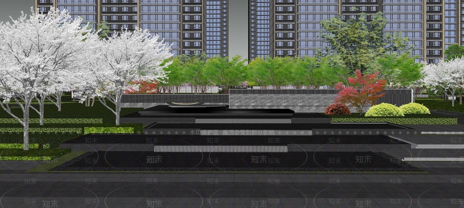 现代新中式高层住宅SU模型下载【ID:1194332137】