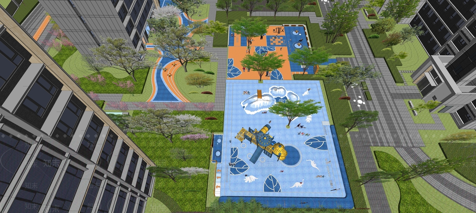 现代新中式高层住宅SU模型下载【ID:1194332137】