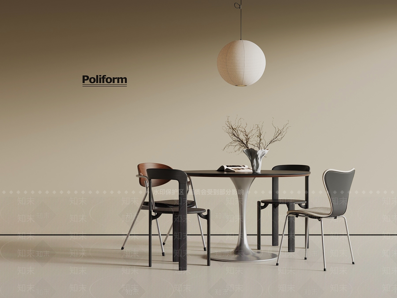 法式中古餐桌椅3D模型下载【ID:1194333162】