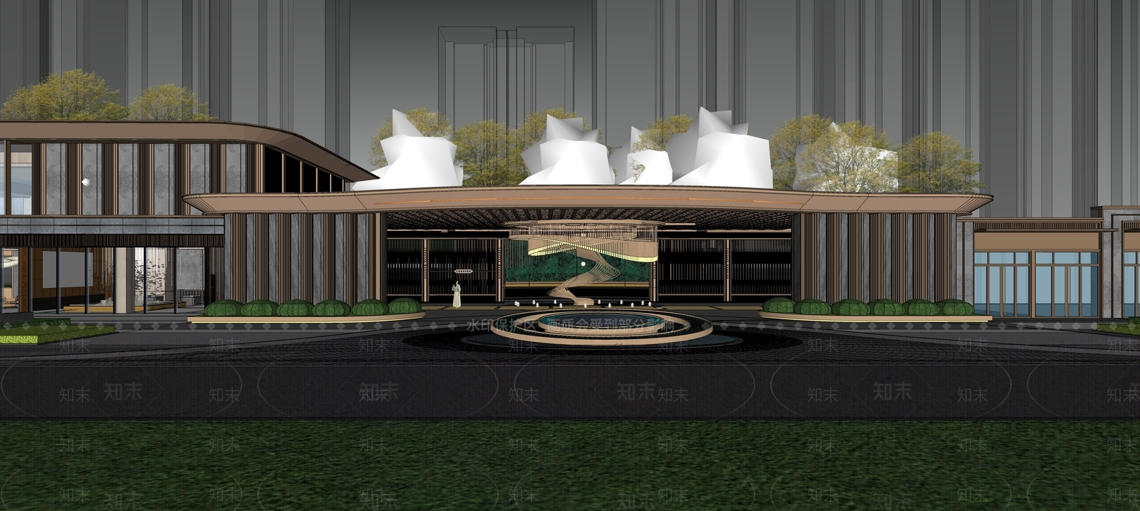 现代小区建筑SU模型下载【ID:1194333449】