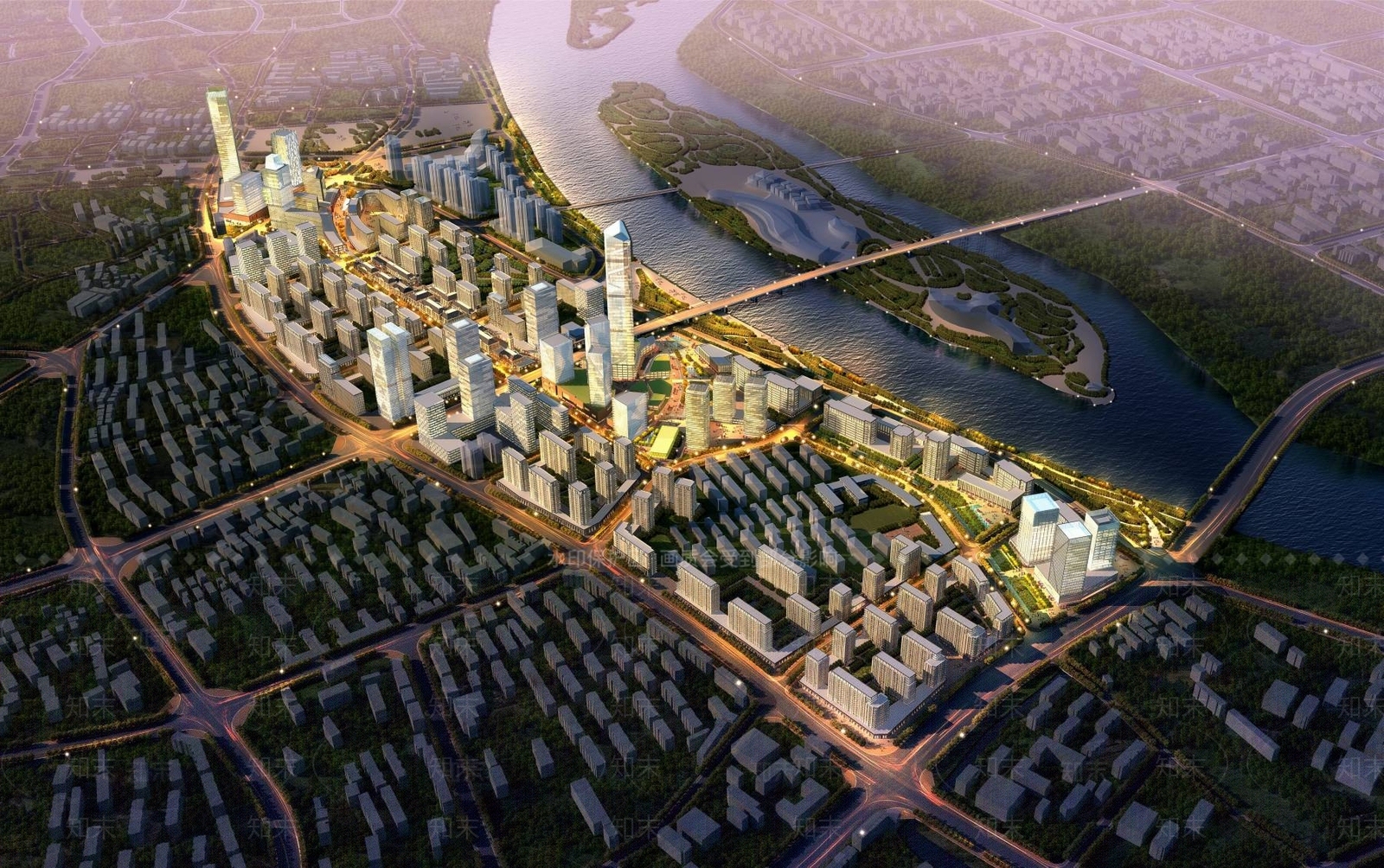 现代鸟瞰规划3D模型下载【ID:1194334496】