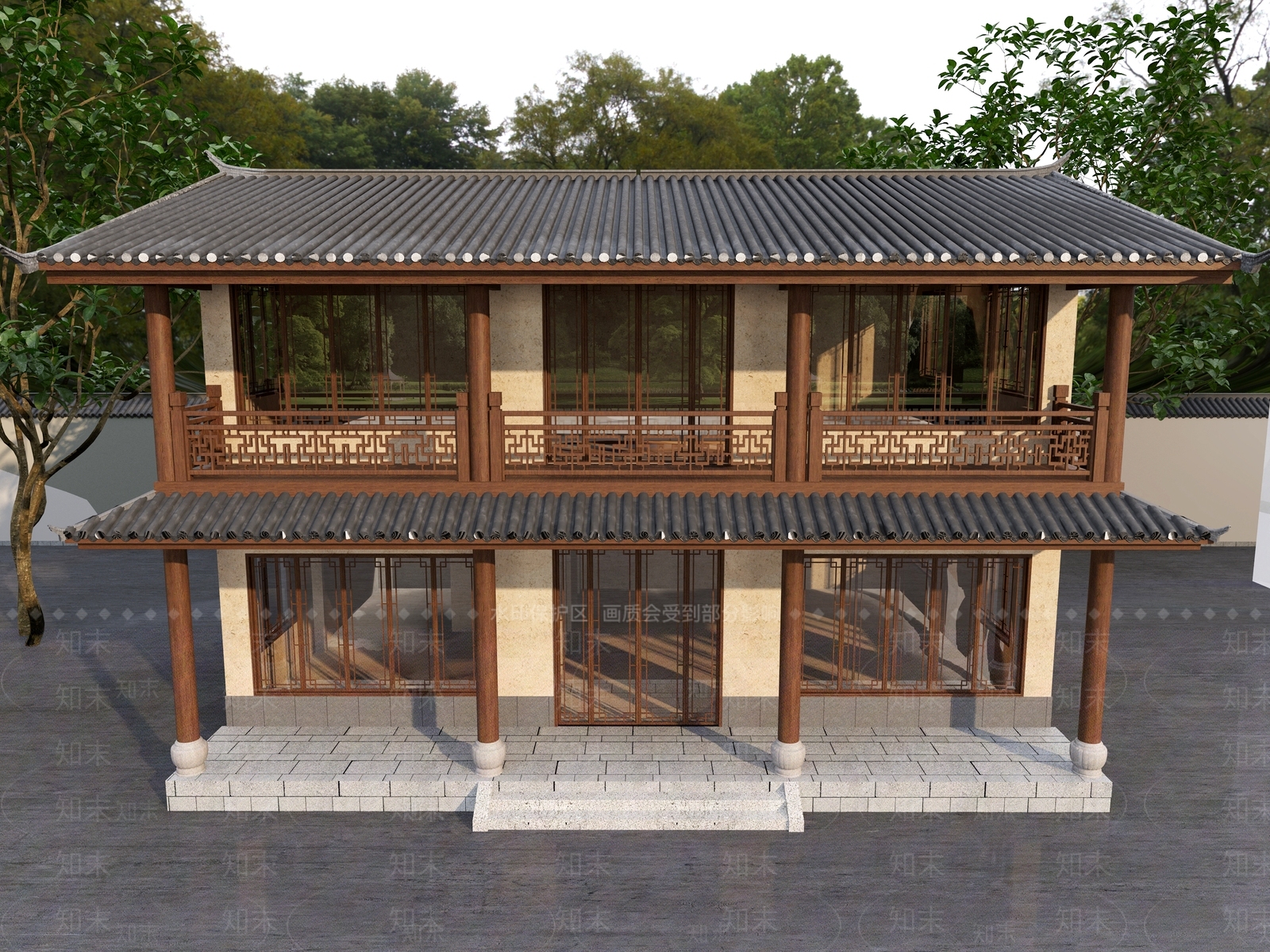 中式中古古建3D模型下载【ID:1194334989】