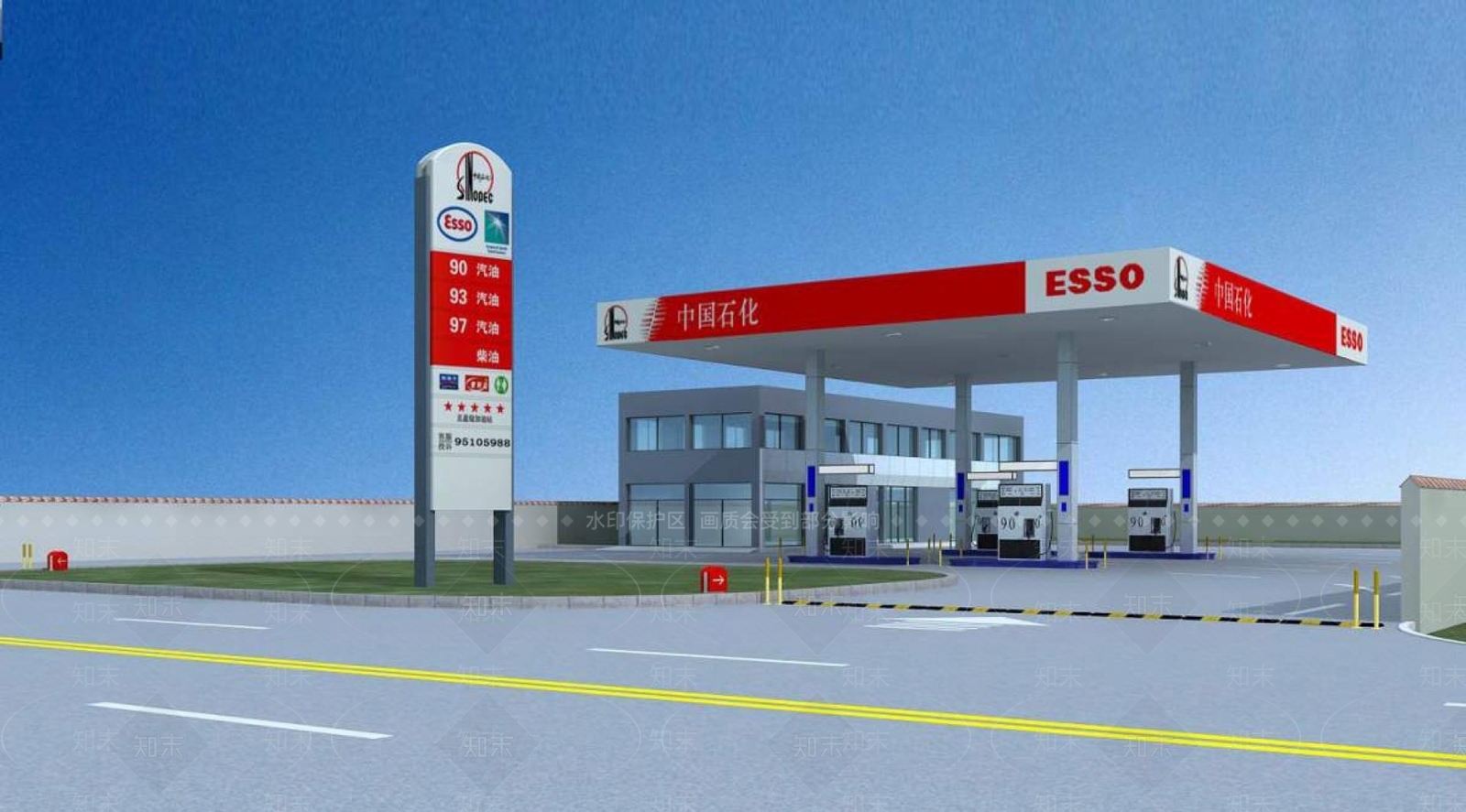 现代加油站3D模型下载【ID:1194337088】