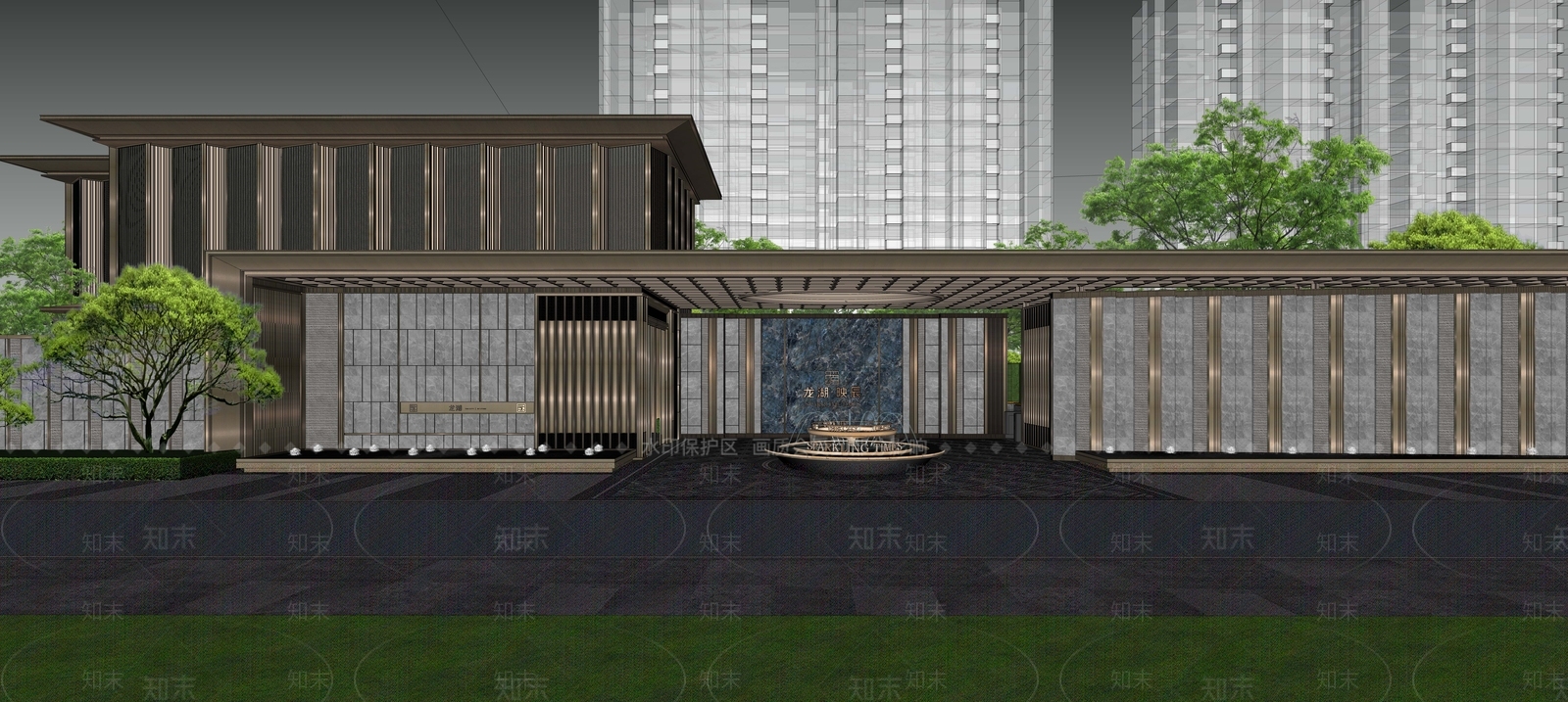 现代小区建筑SU模型下载【ID:1194342165】