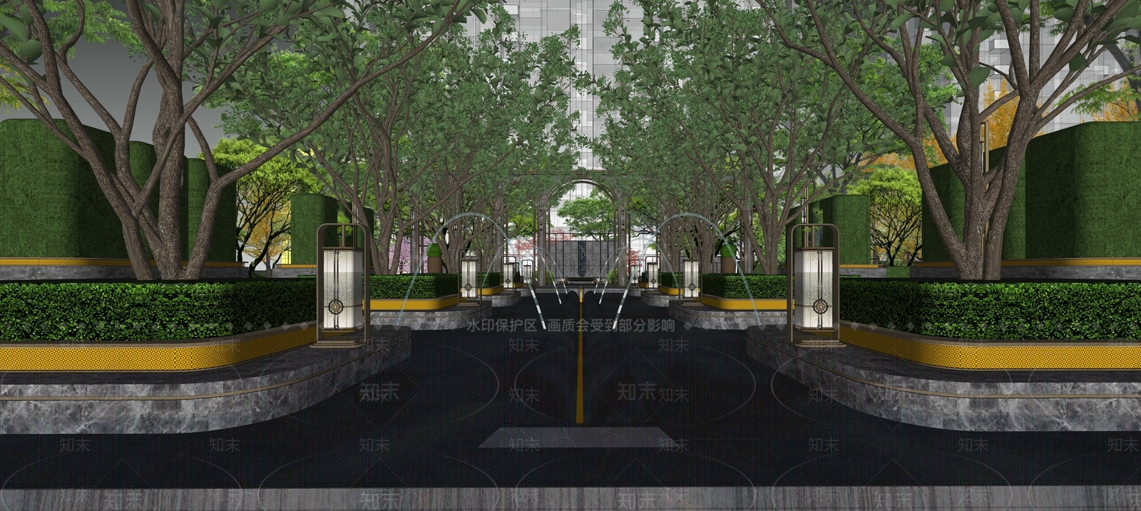 现代小区建筑SU模型下载【ID:1194342165】