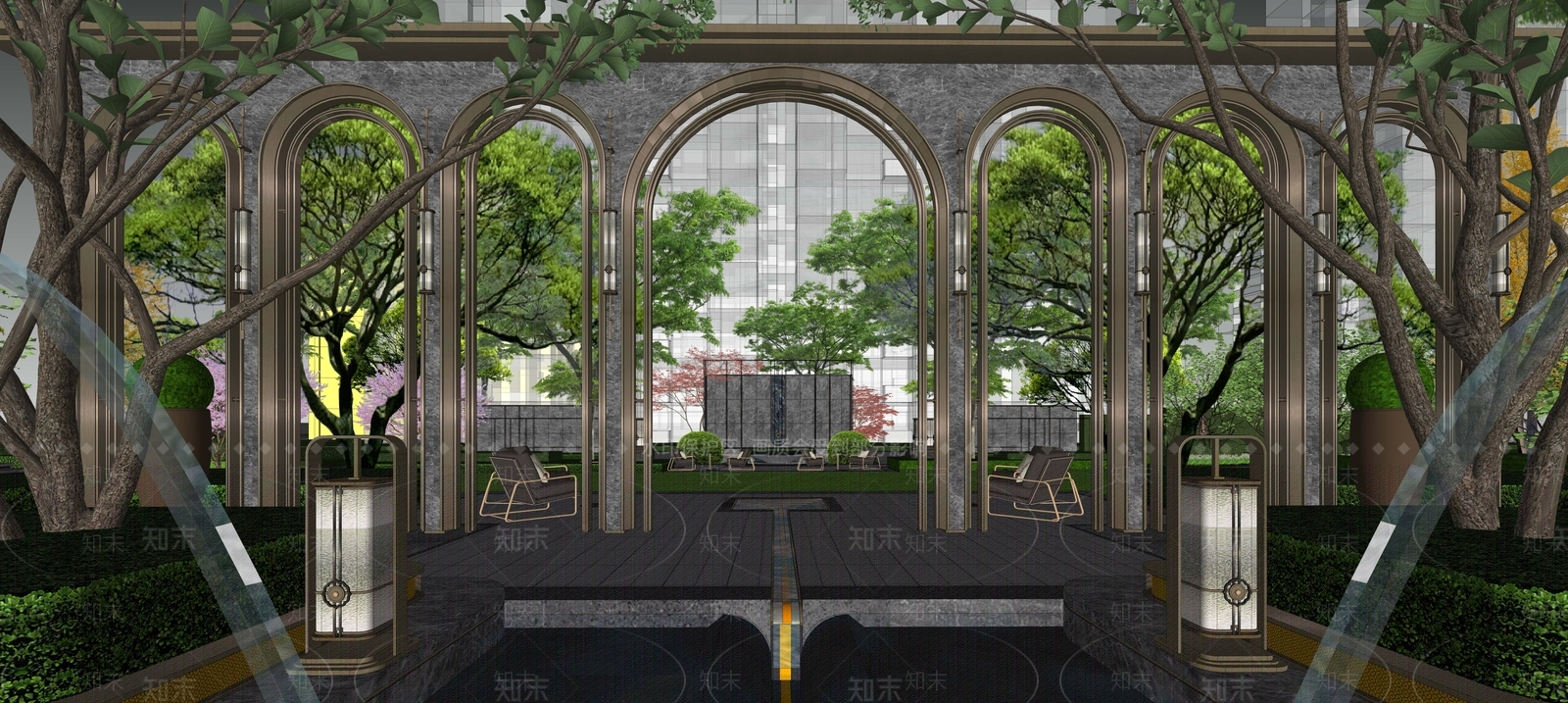现代小区建筑SU模型下载【ID:1194342165】