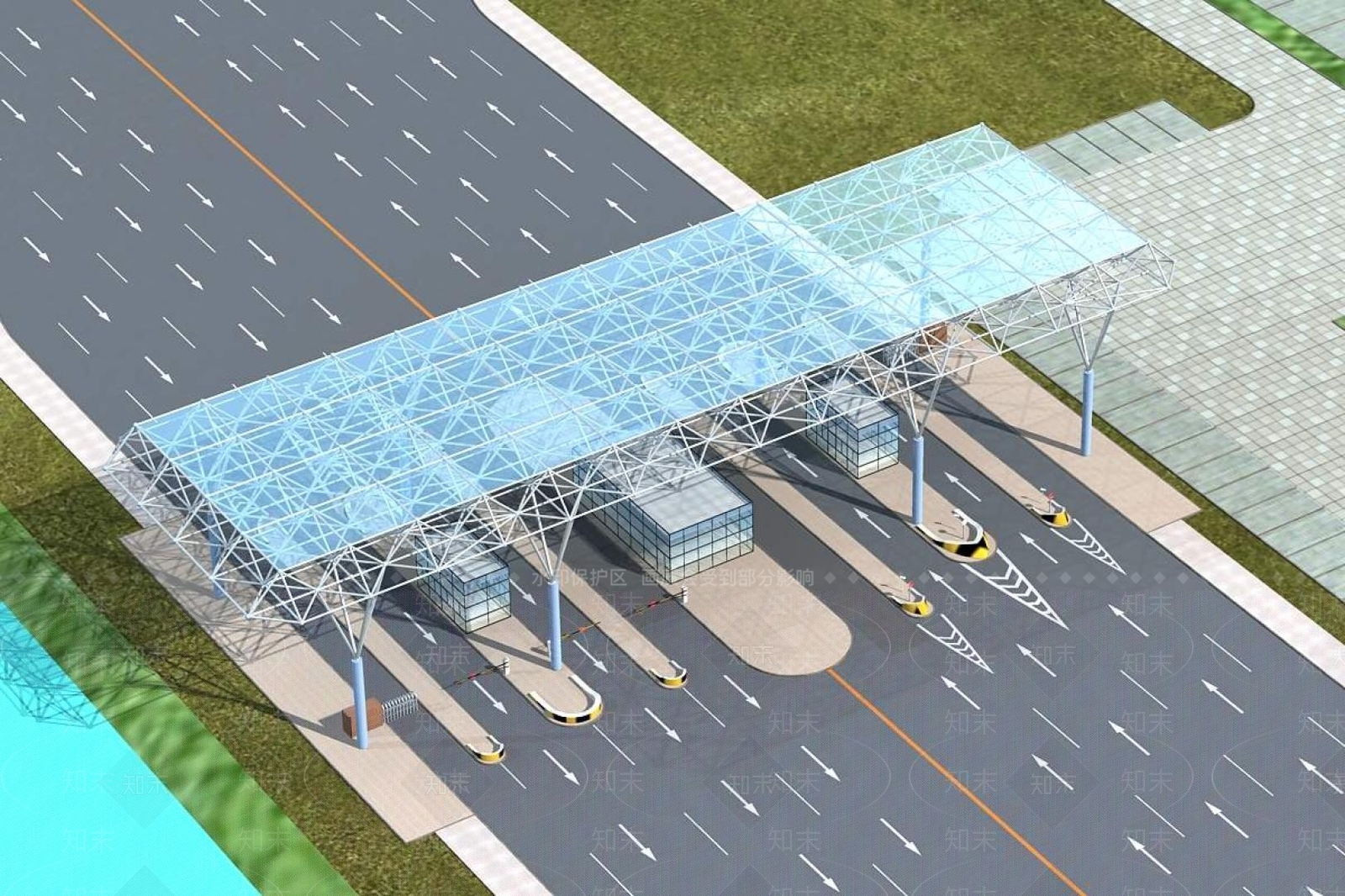 现代车站外观3D模型下载【ID:1194343955】